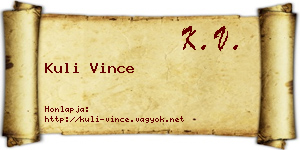 Kuli Vince névjegykártya